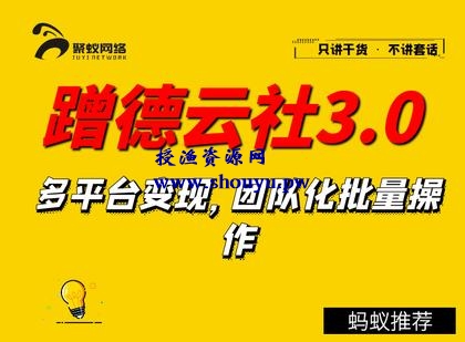 聚蚁思维蹭德云社赚钱3.0，多平台变现，团队化批量操作