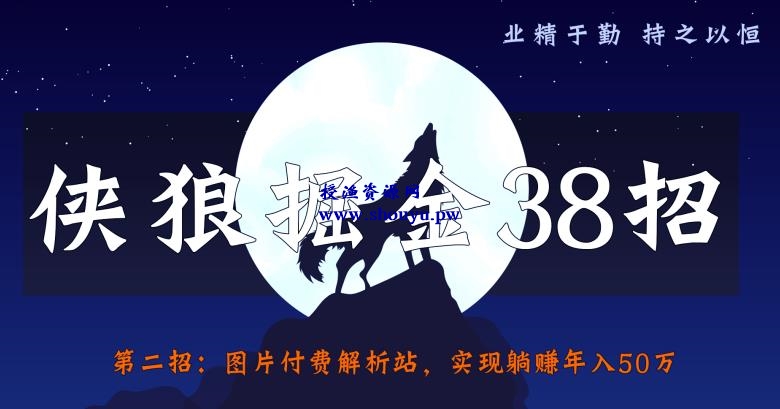 侠狼掘金38招第2招：图片付费解析站，实现躺赚年入50万【视频课程】