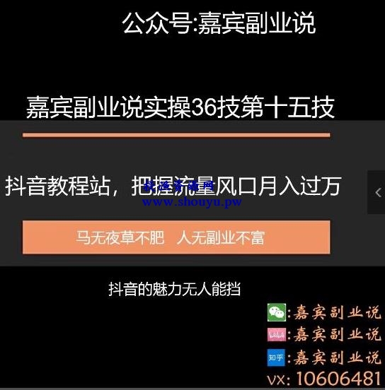 嘉宾副业说实操36技第十五技：抖音教程站，把握流量风口月入过万