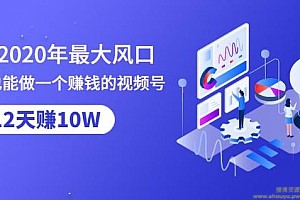 抓住2020年最大风口，小白也能做一个赚钱视频号，12天赚10W（赠送爆款拆解)