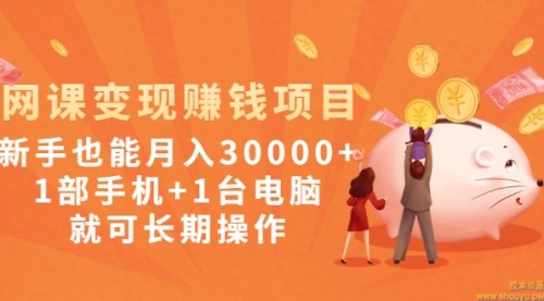 网课变现赚钱项目：新手也能月入30000+1部手机+1台电脑就可长期操作---知识付费年入30万训练营