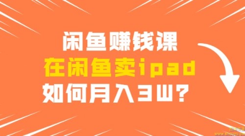 闲鱼赚钱课：在闲鱼卖ipad，如何月入3W？详细操作教程